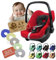 Frottee Sommerbezug [Schonbezug für Babyschale] Autositz kompatibel mit Maxi Cosi Pebble und Pebble Plus + GRATIS Kopfpolster (rot)