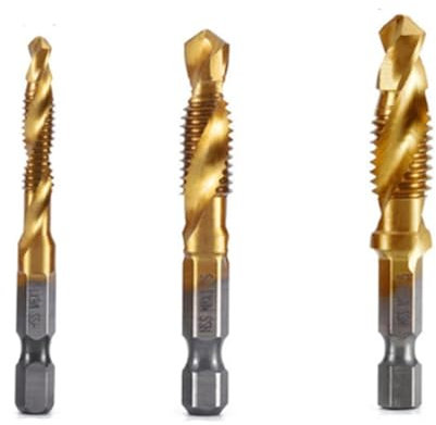 Vocdikficy M6 + M8 + M10 Tige Hexagonale Plaqué Titane Filetage HSS Forets à Taraud Métrique Machine à Vis Composé Outil de Chanfrein Ouvert