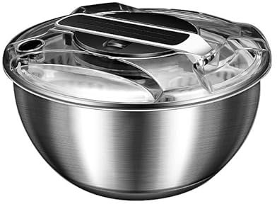 Essoreuse à Salade 4,5L en Acier Inoxydable Grande,Essoreuse à salade à piston avec saladier,Essoreuse à Salade en Acier Inoxydable, Panier a Salade avec Couvercle,pour Laver et égoutter Les Salades