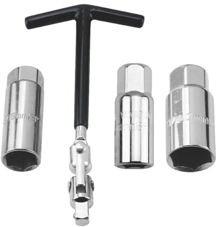 Yilceemy 4 Stück Zündkerzen Steckschlüssel Set, Zündkerzen Entferner, 16 mm/18 mm/21mm, Zündkerzenschlüssel für Auto und Motorrad (schwarz)
