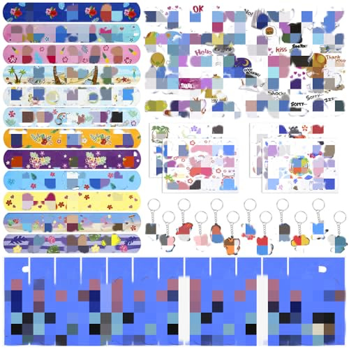 Dekewe Kids Party Bag Filler, 88PCS Party Bag Gadgets Containing Slap Bands, Keychains, Stickers and Gift Bags, Birthday Party Gift Prizes for Boys and Girls