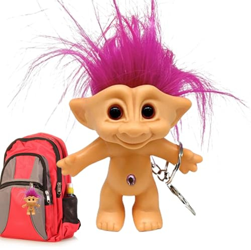 Trollpuppe Schlüsselanhänger, Schlüsselanhänger Mit Trollpuppe Im Cartoon-Stil, 10 Cm Große Puppe Mit Verrückter , Geeignet Für Mädchen Und Frauen, Kann An Schultaschen Und Schlüsseln Aufgehängt