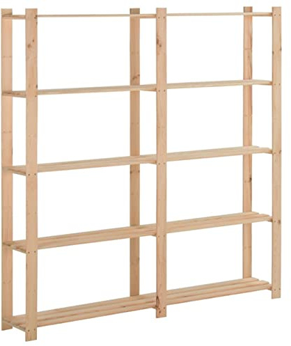 Snsowed Lagerregal, Regal, Bookshelf, Leiterregal, Standregal, Wandregal, Aktenregal, DVD Regal, mit 5 Böden 170x28,5x170 cm Massivholz Kiefer