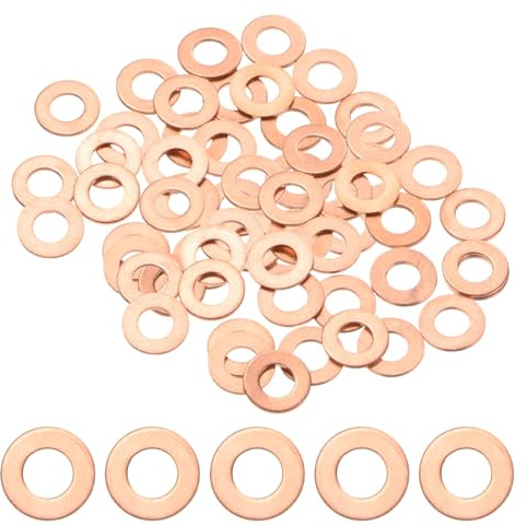 M METERXITY 60-Piece Rondelle In Rame Metriche M6x12x1mm Rondelle Di Tenuta In Rame Per Bulloni Viti Dadi Per Settore Automobilistico/Macchinari/Idraulica Anello Piatto In Metallo