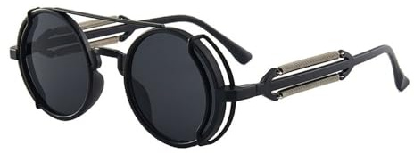 AVQXUY Klassische Gothic Steampunk Luxus Herren und Damen Retro Runde PC Rahmen Sonnenbrille,5