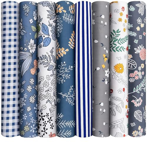 Aucuu 8er Set Baumwollstoff Paket, 50 x 50cm Stoffe zum Nähen, Patchwork Stoffe, Patchwork zum Quilten, Stücke Paket zum Quilten, DIY Basteln Handwerken, Puppenkleidung
