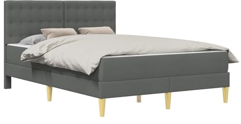 vidaXL Bettgestell mit Matratze Dunkelgrau 160 x 200 cm Stoff, Moderner rechteckiger Bettrahmen, langlebige Schlafzimmermöbel, platzsparende Schlaflösung, komfortable Matratzenbasis für Zuhause