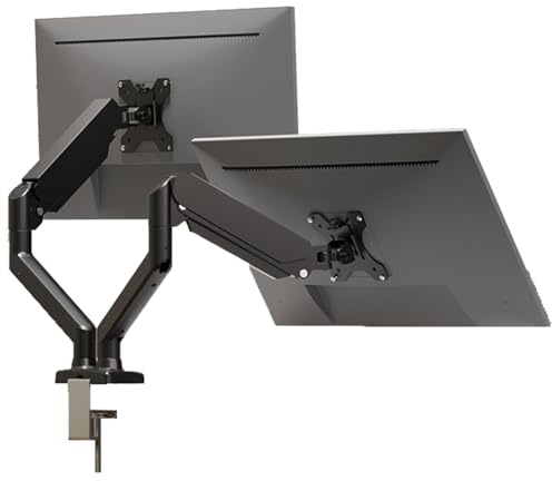 Dual Monitor Wall Mount for 14-32 Inch Monitors, VESA 75x75/100x100 mm, Max Load 19 lbs, Height Adjustable, C-Clamp and Drill Hole Mounting