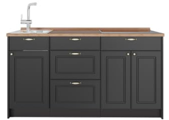 Vicco Köksblock Fame-Line, Herrgård i antracitguld, 150 cm, AP Oak, för individuell expansion med kompatibla moduler
