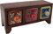 GURU SHOP Apothekerschränkchen mit Bunten Keramik Schubfächern, Gewürzkiste - 3 Fächer Modell 2, Braun, 11x23x8 cm, Dosen, Boxen & Schatullen