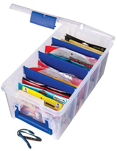 Flambeau Outdoors 4510 Clear Fishing Organizer - Super Half Satchel Soft Fishing Lure Storagees, Bait Organizer, Tuff Tainer with Zerust Anti-Rust Dividers