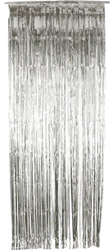 NET TOYS Lametta Türvorhang Deko Vorhang Silber Fadenvorhang Tür Dekoration Lamettavorhang Partydeko