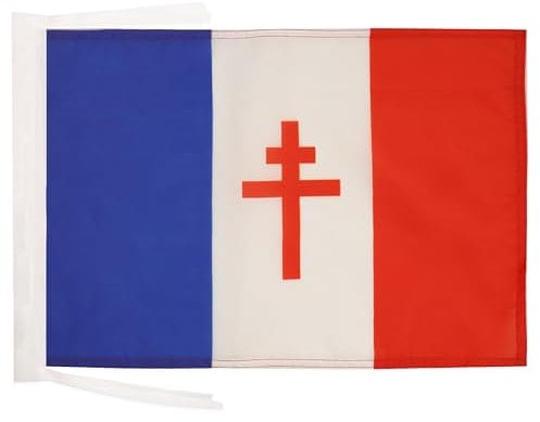 BANDERA de FRANCIA LIBRE 1940-1944 45x30cm - BANDERINA RESISTENCIA FRANCESA 30 x 45 cm cordeles - AZ FLAG