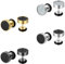 JewelryWe Fake Plug Ohrstecker Edelstahl: 4 Paar Herren Damen Tunnel Ohrringe Kohlenstofffaser Kohlefaser Inlay Runde Kreis Ohrstecker Schraube Helix Tragus Conch Ohr Piercings 9mm Schwarz Gold Silber