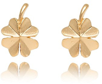 PERNILLE CORYDON Damen Ohrstecker vierblättrige KLEEBLATT-Stecker 6 mm Echtschmuck 925er Sterling Silber vergoldet - E320g