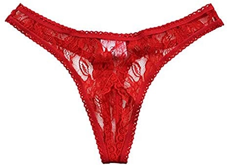 Cottelli Collection X-Large Red Lace String with Open Crotch