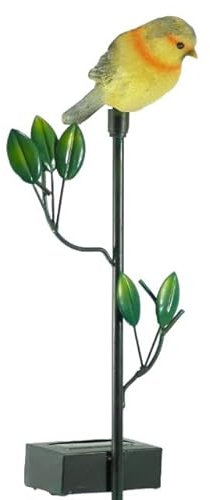 LED-Solar-Außen-Garten-Leuchte-Lampe Vogel gelb-grau, IP44, Vogel: 13 x 4,5 cm, H: 82 cm, inkl. 1x Akku und 1x LED-Leuchtmittel, Wege-Blumentopf-Blumenbeet-Party-Dekorations-Leuchte-Lampe-Stick