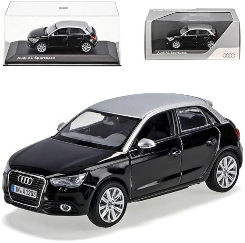 Kyosho A*u*d*i A1 Sportback Phantom Schwarz Silber Ab 2011 1/43 Modell Auto mit individiuellem Wunschkennzeichen