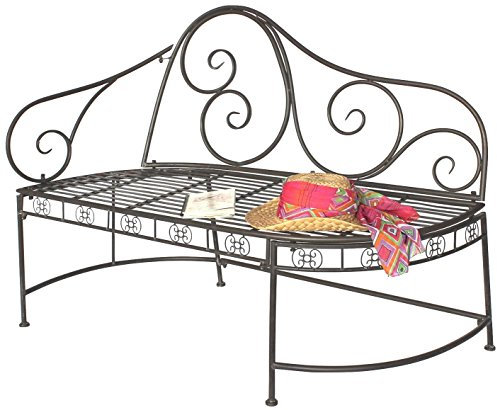 DanDiBo Gartenbank Metall Wetterfest Braun 120 cm Bank Sitzbank 2-Sitzer DY140486 Metallgartenbank mit Rückenlehne Parkbank Garten Antik