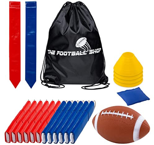 Fußball Kicking Halter – Gepolsterte Schienbein Schutz Kick Off fußball Stand Tee – Pro Style Praxis Field Goal halten Ständer – extrem stabil und zusammenklappbar für einfachen Transport, rot/blau