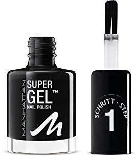 Manhattan Super Gel Nagellack – Gel Maniküre Effekt ganz ohne UV Licht – Schwarzer Nail Polish mit bis zu 14 Tagen Halt – Farbe The Night Is Ours 945 – 1 x 12ml