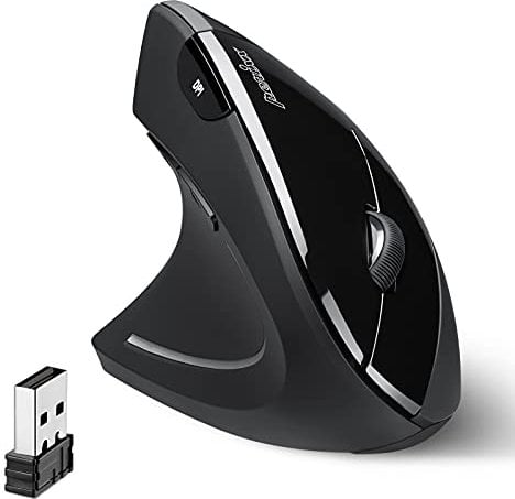 perixx PERIMICE-713L, Left Handed Wireless Vertical Mouse, 6 Buttons Design, 3 Level DPI, Power Switch