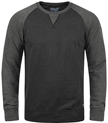 Blend BHAari Herren Sweatshirt Pullover Sweater mit Rundhals-Ausschnitt Rippbündchen Baumwollmischung Regular fit, Größe:M, Farbe:Charcoal (70818)