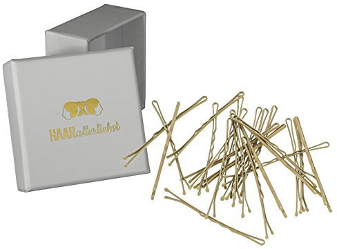 HAARallerliebst 24 Haarnadeln MORE GRIP - 6 cm Bobby Pins beige für blondes Haar - kein Verrutschen– Haarklemmen Damen & Hair Pins in weisser Box - Perfekte Haarnadel für Styling & Halt