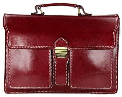 Belli Design Bag B italienische Leder Businesstasche Arbeitstasche Messenger Aktentasche Lehrertasche Laptoptasche unisex in bordeaux- 40x30x14 cm (B x H x T)