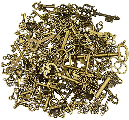 125 pezzi bronzo antico scheletro chiave d'epoca ciondolo collana fai da te per fare fatti a mano festa di nozze favor & festa di compleanno