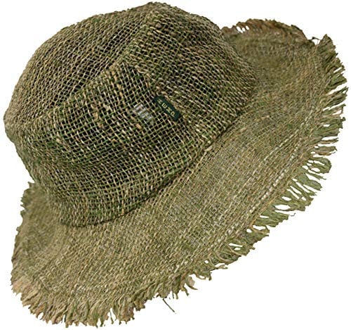 Gheri Mens 100% Hemp Natural Straw Summer Hat Beach Boater Panama Wide Brim Summer Holiday L