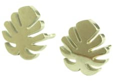 Edelstahl Ohrstecker Monstera Blätter Zimmerpflanze Palme silbern Ohrringe Stecker