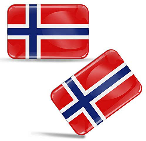 Biomar Labs® 2 x Aufkleber 3D Gel Silikon Stickers Norway Norwegen Norwegische Flagge Fahne Flag Auto Motorrad Fahrrad Fenster Tür PC Handy Tablet Laptop F 48