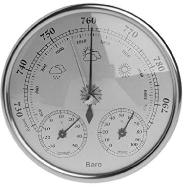 Mentin 130 mm 3 in 1 Luftdruck Temperatur Hygrometer Wetterstation Barometer Folie Metallbox Barometer