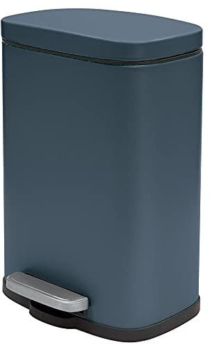 Spirella - Treteimer für Badezimmer aus Edelstahl Akira - Soft-Close, Anti-Fingerabdruck-Beschichtung - 21,4 x 17,6 x 30 cm - 5L - Matt Petrol