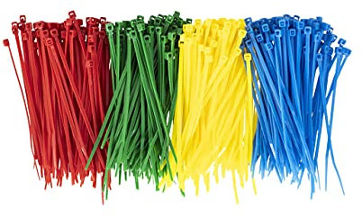 GTSE Mixed pack of 400 Coloured Cable Ties Set - 100mm x 2.5mm - Mixed 4 Zip Ties 4 Colours (Red, Blue, Green, Yellow)