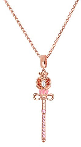 GNOCE Sailor Moon Zauberstab Halskette Sterling Silber Triumph über das Böse 18K Rose Gold Damen-Kette mit Anhänger Halsketten Schmuck Geschenk für Damen