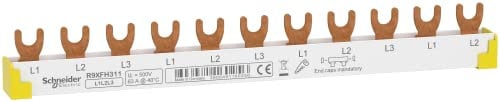Schneider Electric 5er PACK PHASENSCHIENE GABEL 3P 11 MODULE 63A,ablängbar, Kammschiene, R9XFH311