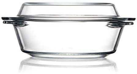Small Glass Casserole Dish With Glass Lid Round Glass Microwave Safe Bowls with Lids, Glass Microwavable Bowls (0.65L)