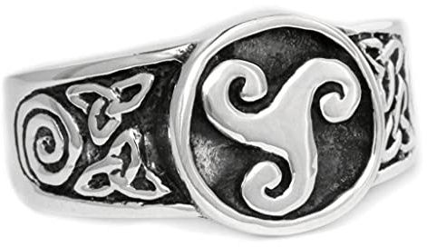 Windalf Celtic Siegel Ring TORIAN 11 mm Keltisches Triskel Irischer Band-Ring Antik 925 Sterlingsilber