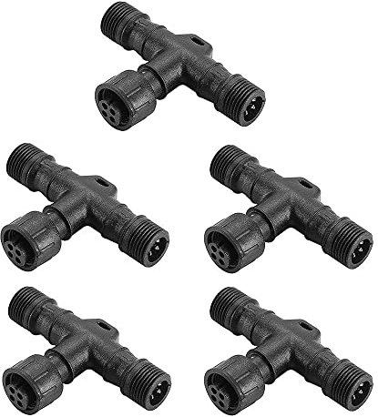 INDARUN 5 pcs 4 Pins T-Connector Waterproof IP67 for RGB Led Decking Lights