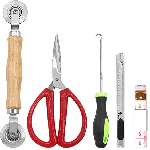 Mardatt Kit di ricambio per porte e finestre con scanalatura standard, rullo, forbici, gancio, righello e taglierina, per la riparazione di finestre e porte (strumento di installazione)