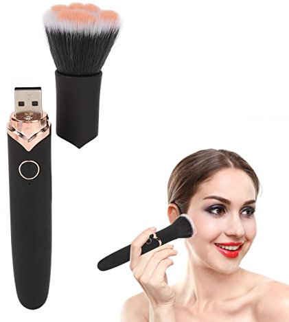 Pinceau de Maquillage Blush Foundation, Fond de Teint, Correcteur, Poudre Libre - 10 Vitesses Brosse de Massage Électrique Vibrante Noir