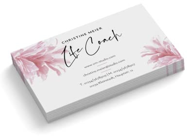 Visitenkarten | 350 g Qualitätsdruck | 1-seitig | Text + Farbe sofort anpassen | 85 x 55 mm | sofort gestalten | Design Pink Flower | hochwertig (50 Stück)