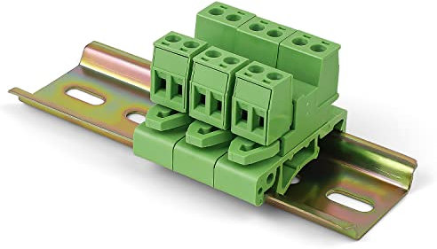 Connettori per Morsettiera PCB a 2 Pin con 10 cm Guida Din- LNSYSNS Morsettiera Plug in Vite, Tensione 300V, Corrente 15A - Connettori per Morsettiera a Vite PCB con Passo 5,08 mm