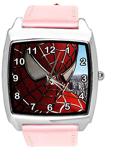 TAPORT Pink Leather Square Watch for Fans of Superheroes e1