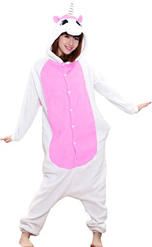 Pigiama Intero Animali Unisex Adulto Costume di Carnevale Halloween Pigiami Cosplay Costumi Donna Uomo Tuta Animale((Rosa Scuro,L)