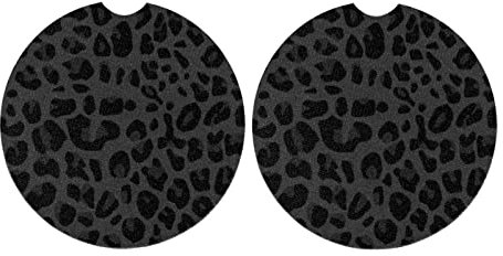 Jndtueit Untersetzer mit Leoparden-Punkten, Auto-Einsatz, lebendige Geparden-Haut, 7,1 cm, Auto-Getränkehalter, Gummi, rutschfest, schwarz, grau, niedliches Autozubehör, 2 Stück