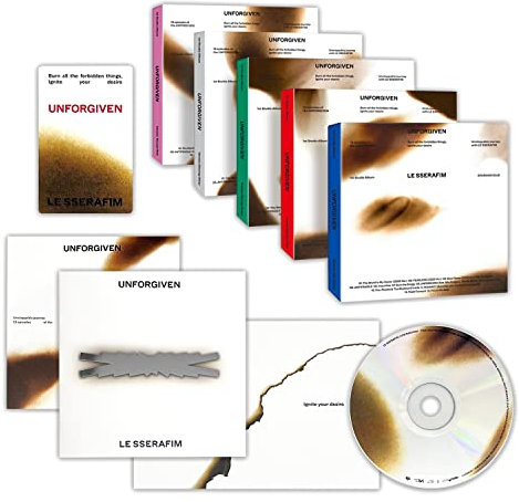 LE SSERAFIM - 1st Studio Album [UNFORGIVEN] (COMPACT ver. - Random Ver.) Outer Box + Booklet + CD + Photocard + Postcard + Lyric Poster + 1 Hologram Photocard