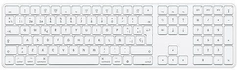 OMOTON Teclado Bluetooth para Mac KB515 Teclado inalámbrico de tamaño Completo para Apple MacBook Pro/Air, iMac, iMac Pro, Mac Mini/Pro, Alimentado por batería (White)